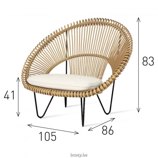 Vincent Sheppard Vincent Sheppard Roy Cocoon Black Steel frame Camel Wicker-rope Polyethylene.