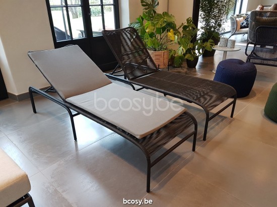Vincent Sheppard Loop lits de jardin bain de soleil Fauteuils de relaxation chaises longues Cadre en Aluminium Noir Tressage 