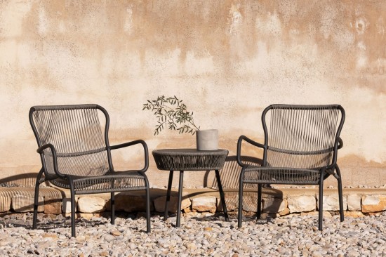 Vincent Sheppard Loop Loungesets 1zit Fossil Grey Aluminium frame Fossil Grey Touw Polypropyleen.