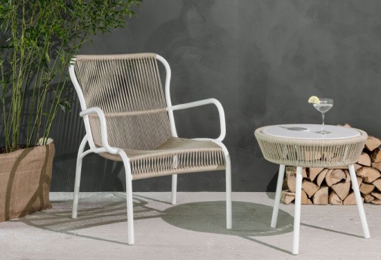 Vincent Sheppard Loop Loungesets 1zit Dune White Aluminium frame Dune White Touw Polypropyleen.