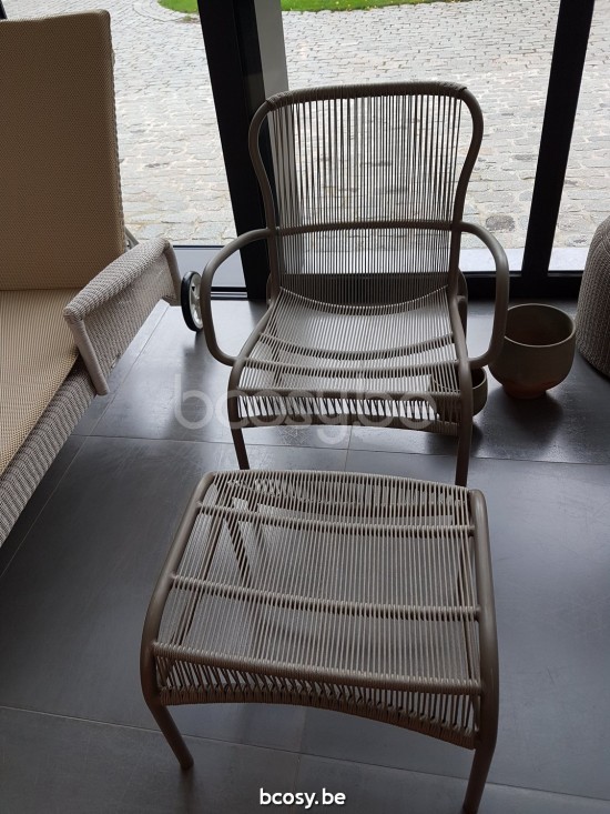 Vincent Sheppard Loop Taupe Fußschemel Loop Fußstütze Rahmen aus Taupe Aluminium Taupe Gehäkelte Kordel Polypropylen.