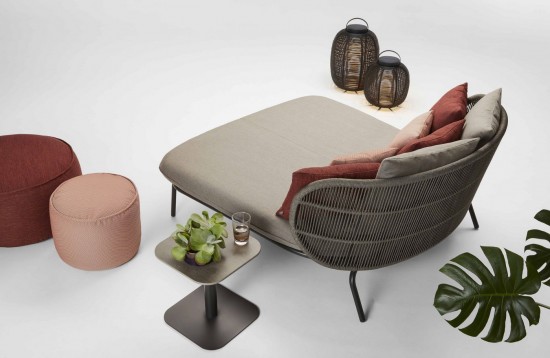 Vincent Sheppard Kodo Chaise longue double Cadre en Aluminium Gris fossile Corde Gris fossile Polypropylène.