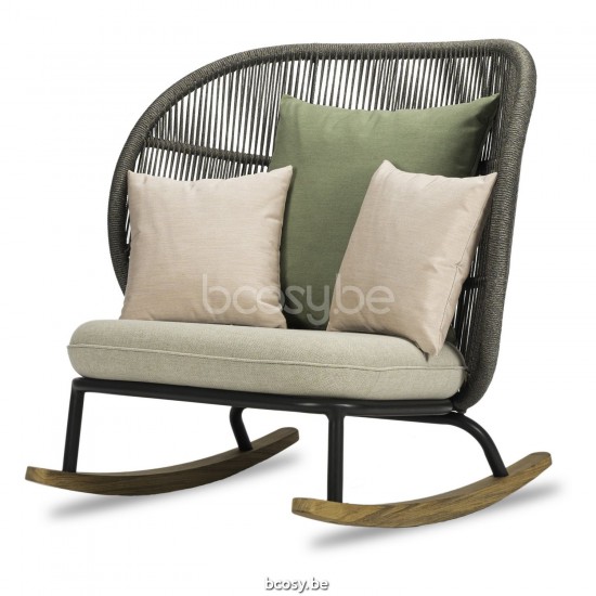 Vincent Sheppard Kodo fauteuils a bascule berceuses berçantes de jardin Cadre en Aluminium Gris fossile Corde Gris fossile Po