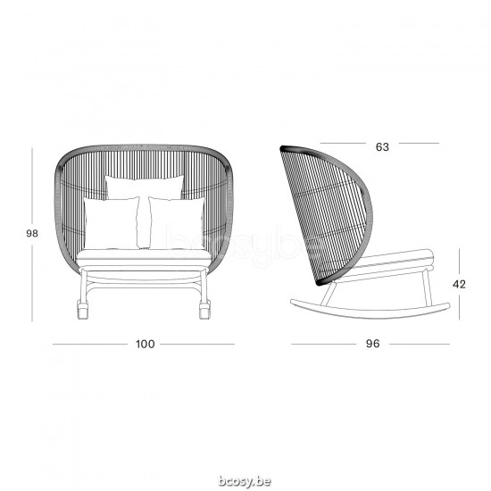 Vincent Sheppard Vincent Sheppard Kodo Rocking Chair Dune White Aluminium frame Dune White Rope Polypropylene.