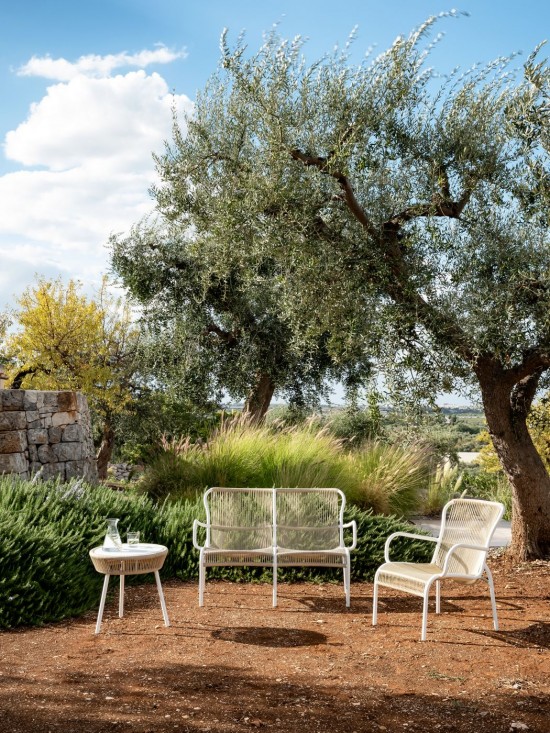 Vincent Sheppard Loop Sofa Rahmen aus Dune Weiß Aluminium Dune Weiß Seil Polypropylen.