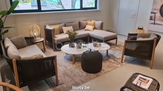 Vincent Sheppard Lento Lounge Stuhl Rahmen aus Unbehandeltes Teakholz Anthrazit-Kohle Seil Polypropylen.