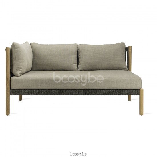 Vincent Sheppard Lento Modulaire hoek rechts Onbehandeld teakhout frame Antraciet-Steenkool Touw Polypropyleen.