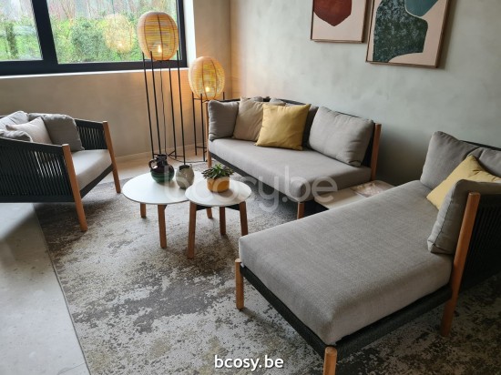 Vincent Sheppard Lento canapés salons de jardin modulables coin Cadre en Teck non traité Corde Anthracite-Charbon Polypropylè