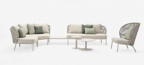 Vincent Sheppard Kodo canapés salons de détente jardin modulables Cadre en Aluminium Blanc dune Corde Blanc dune Polypropylèn