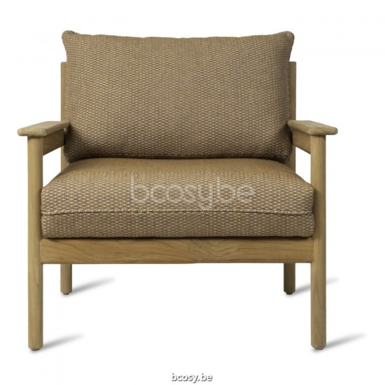 Vincent Sheppard Oda Fauteuil de repos cadre en Teck Non traité Bande De Tissu Flax Polypropylène.