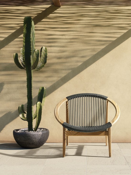 Vincent Sheppard Frida garden outdoor lounge sets Untreated Teak frame Anthracite-charcoal Rope Polypropylene.