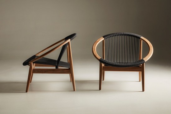 Vincent Sheppard Frida Fauteuil de repos Cadre en Teck non traité Corde Anthracite-Charbon Polypropylène.