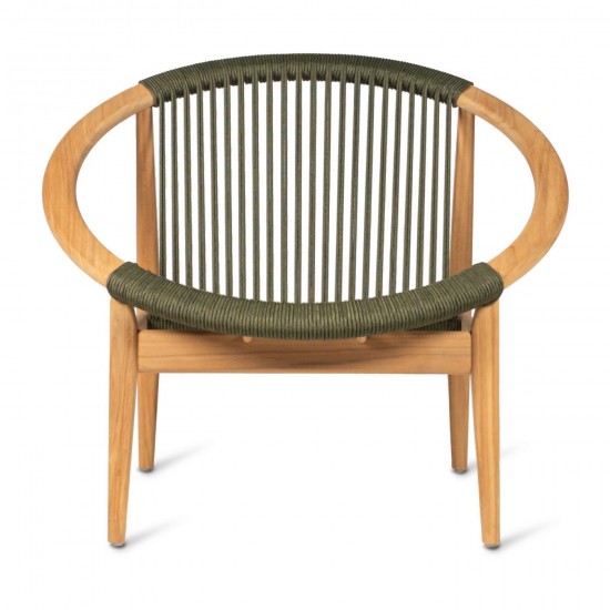 Vincent Sheppard Chaise lounge Frida Frida Fauteuil de repos Cadre en Teck non traité Corde Vert foncé Polypropylène.