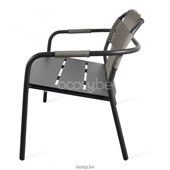 Vincent Sheppard Cleo Canapé de salon cadre en Aluminium Gris fossile Corde Misty Dots Polypropylène.