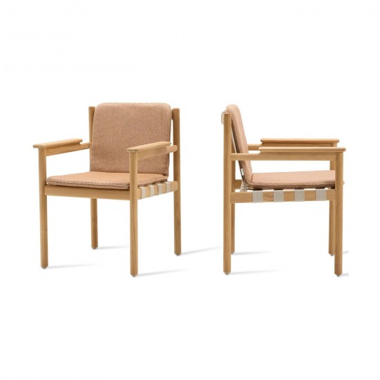 Vincent Sheppard Oda Chaise Cadre en Teck non traité Bande De Tissu Flax Polypropylène.