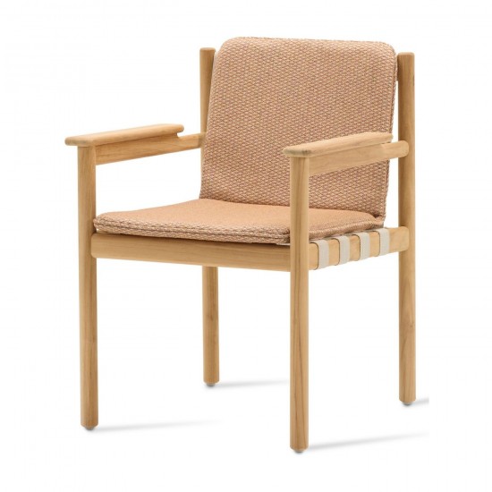 Vincent Sheppard Oda Dining Chair Untreated Teak frame Flax Strap Polypropylene.