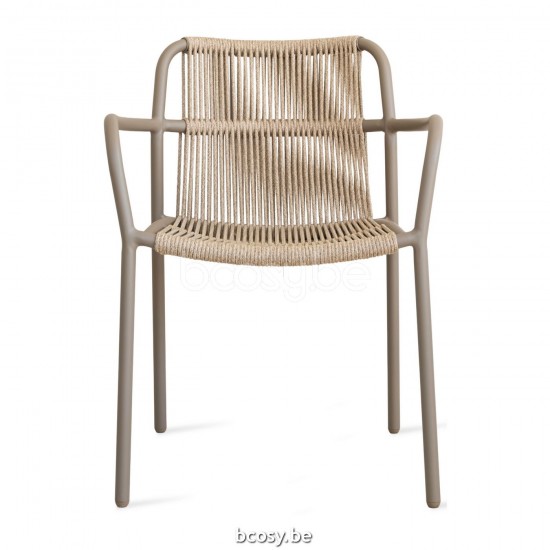 Vincent Sheppard Sweep Fauteuil Cadre en Aluminium Taupe Corde Couleur sable Polypropylène.