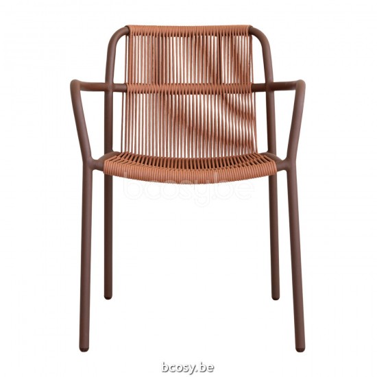 Vincent Sheppard Sweep Fauteuil Cadre en Aluminium Couleur rouille Corde Cannelle Polypropylène.