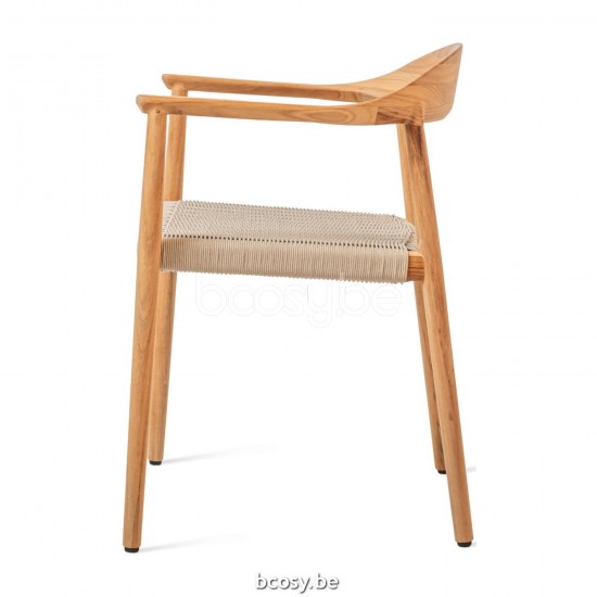 Vincent Sheppard Chaise Fika Fika Fauteuil Cadre en Teck non traité Corde Flax Polypropylène.