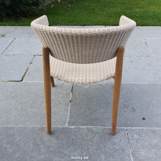 Vincent Sheppard Mona Aussen gartenstuhl gartenstuehle Rahmen aus Unbehandeltes Teakholz Alte Spitze Flechtwerk Polyethylen.