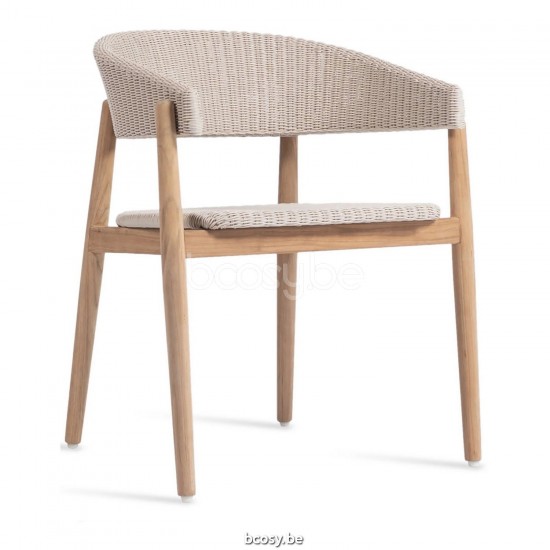 Vincent Sheppard Mona Stoel Onbehandeld teakhout frame Old Lace Wicker Polyethyleen.