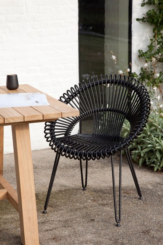 Vincent Sheppard ROXY Chaise Roxy Chaise Cadre en Acier Noir Cordon en osier Noir Polyéthylène.