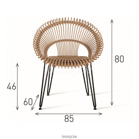 Vincent Sheppard Vincent Sheppard Roxy Dining Chair Black Steel frame Camel Wicker-rope Polyethylene.