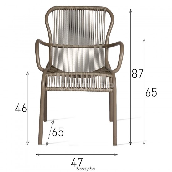 Vincent Sheppard Vincent Sheppard Loop Dining Chair Taupe Aluminium frame Taupe Crochet Polypropylene.