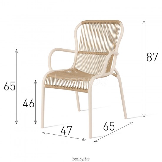 Vincent Sheppard Loop Dining Chair Dune White Aluminium frame Dune White Rope Polypropylene.
