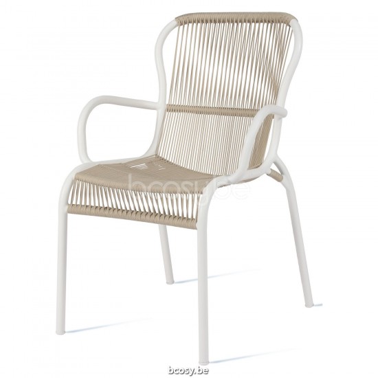 Vincent Sheppard Loop Stoel Dune White Aluminium frame Dune White Touw Polypropyleen.