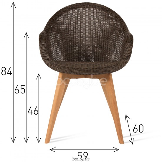 Vincent Sheppard Vincent Sheppard Edgard Dining Chair Untreated teak frame Mocca Wicker Polyethylene.
