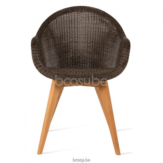 Vincent Sheppard Chaise Edgard base teck Edgard Chaise Cadre en Teck non traité Tressage Mocca Polyéthylène.