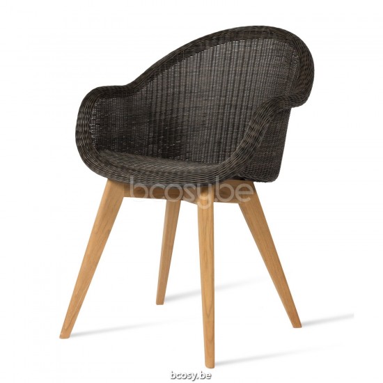 Vincent Sheppard Edgard Stoel Onbehandeld teakhout frame Mocca Wicker Polyethyleen.