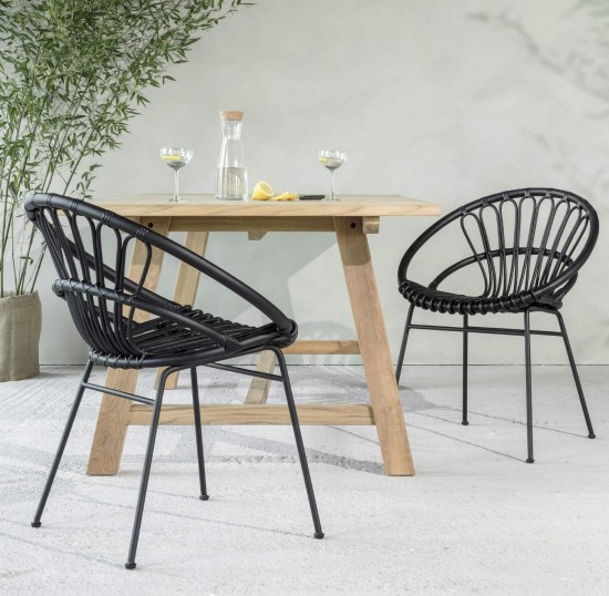 Vincent Sheppard Roxanne fauteuils de jardin Cadre en Acier Noir Cordon en osier Noir Polyéthylène.