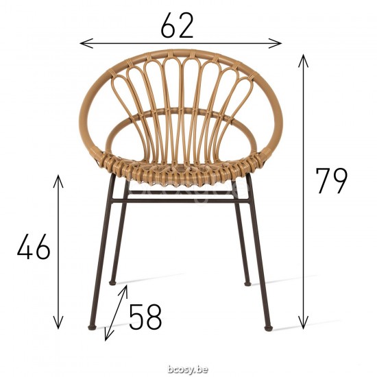 Vincent Sheppard Vincent Sheppard Roxanne Dining Chair Black Steel frame Camel Wicker-rope Polyethylene.