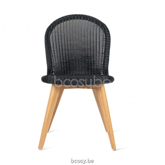 Vincent Sheppard Chaise Damien base teck Damien Chaise Cadre en Teck non traité Tressage Noir Polyéthylène.