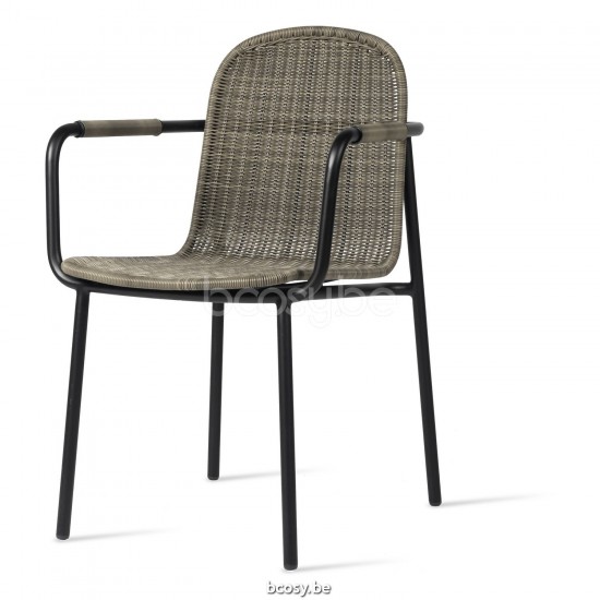 Vincent Sheppard Wicked Stoel Zwart Aluminium frame Taupe Wicker Polyethyleen.