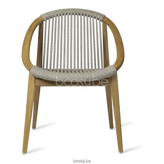 Vincent Sheppard Frida Chaise cadre en Teck Non traité Corde Blanc dune Polypropylène.