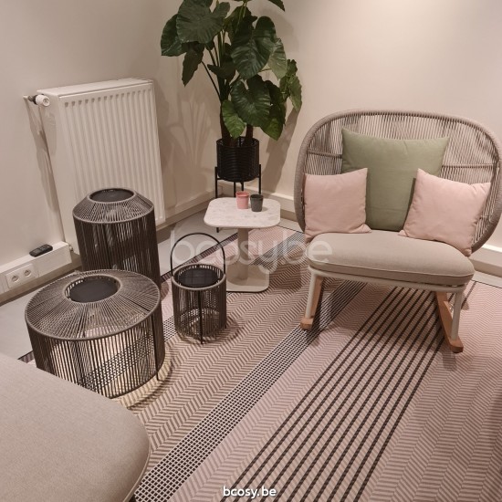 Vincent Sheppard Mora Buitenlantaarns Zwart Stalen frame Fossil Grey Touw Polypropyleen.