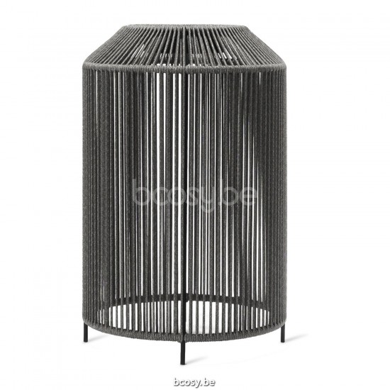 Vincent Sheppard Mora Kleine Lamp Met Handvat Zwart Stalen frame Fossil Grey Touw Polypropyleen.