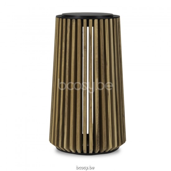 Vincent Sheppard Maya Lamp Groot Zwart Aluminium frame Onbehandeld teakhout.