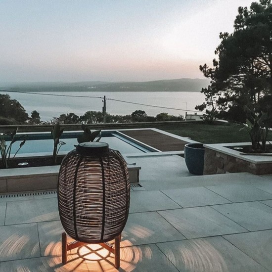 Vincent Sheppard Tika Floor lights Standing Floorlamps Untreated Teak frame Black Wicker-rope Polyethylene.