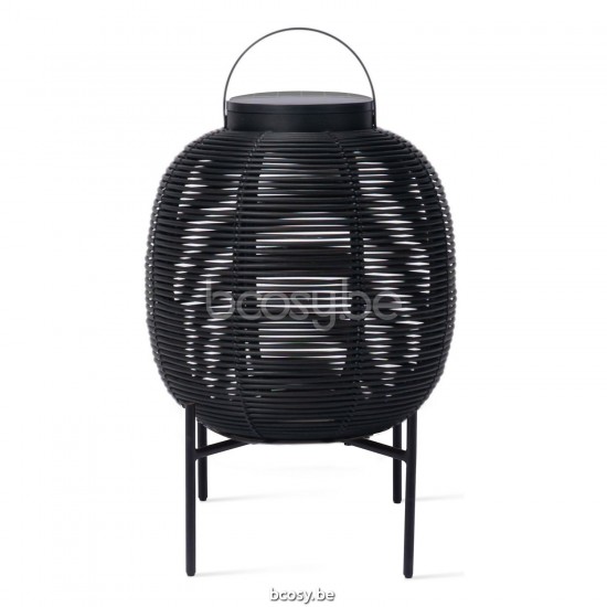 Vincent Sheppard Tika Lantaarn Stalen Voet Klein Zwart Stalen frame Zwart Wicker koord Polyethyleen.