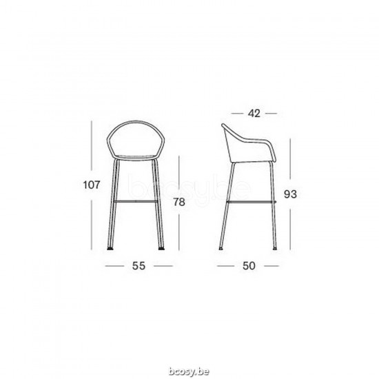 Vincent Sheppard Vincent Sheppard Edgard Bar Stool Black Powder Coated Steel A frame Mocca Wicker Polyethylene.