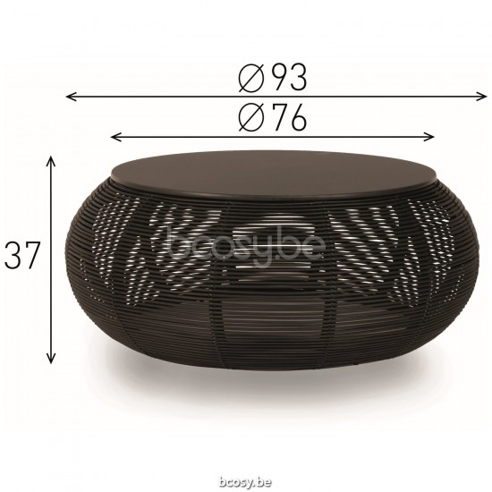 Vincent Sheppard Vincent Sheppard Ivo Round Coffee Table Round Black Wicker-rope Polyethylene Black HPL top.