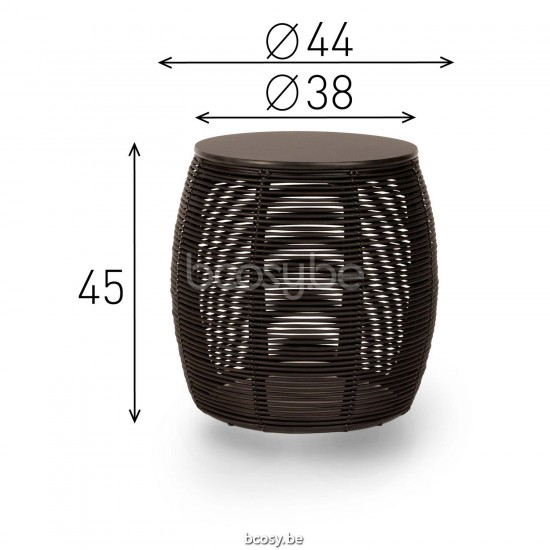 Vincent Sheppard Vincent Sheppard Ivo Round Side Table Round Black Wicker-rope Polyethylene Black HPL top.