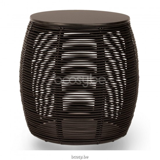 Vincent Sheppard Ivo Ronde Bijzettafel Rond Zwart Wicker koord Polyethyleen Zwart HPL Tafelblad.