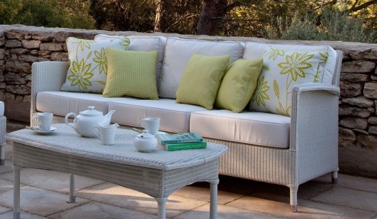 Vincent Sheppard Dovile Garten Beistelltisch 106x60 Schnee Lloyd Loom.