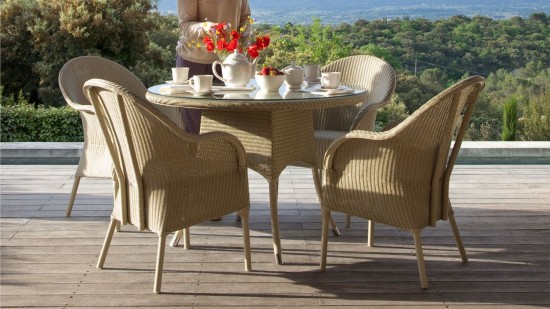 Vincent Sheppard Nimes Rond Table ronde de jardin Lloyd Loom Nacré.