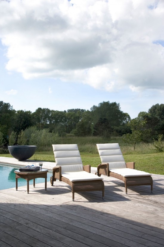 Vincent Sheppard Dovile Table d'appoint de jardin Lloyd Loom Nacré.